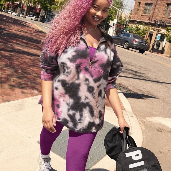 NEW!!  VS PINK tie dye varsity half zip! - Picture 4 of 14